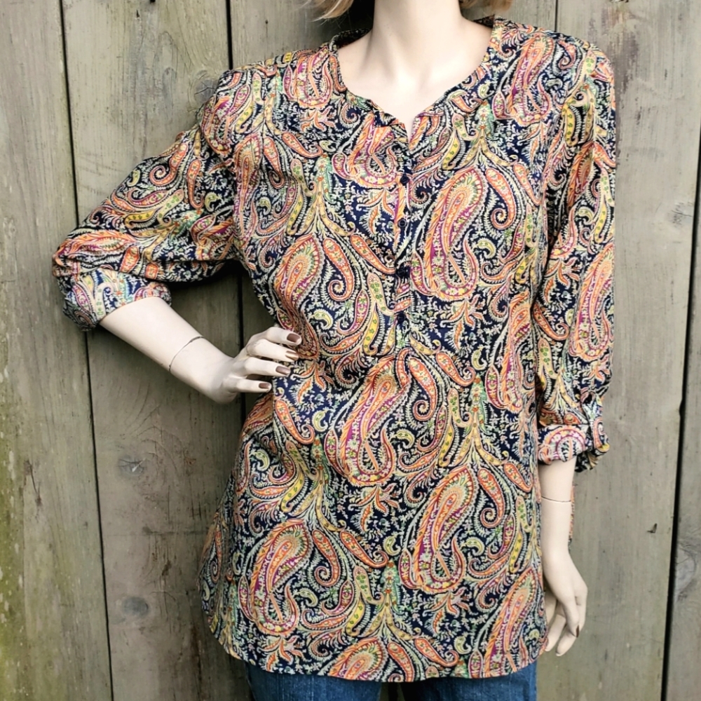 Liberty of London Art Cotton Top Blouse XL